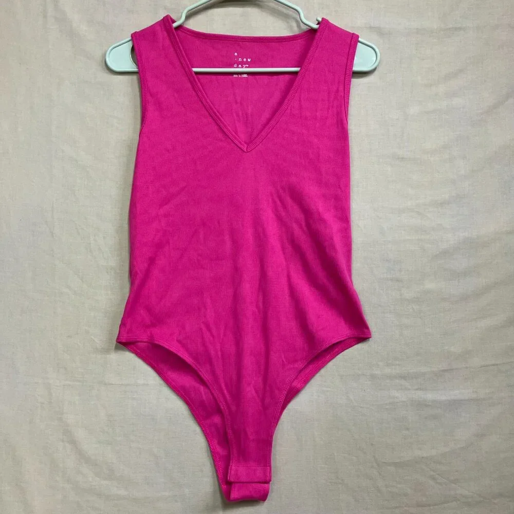 NWT A New Day Women's Size Medium Pink Drape Front Sleeveless Tank Top Bodysuit